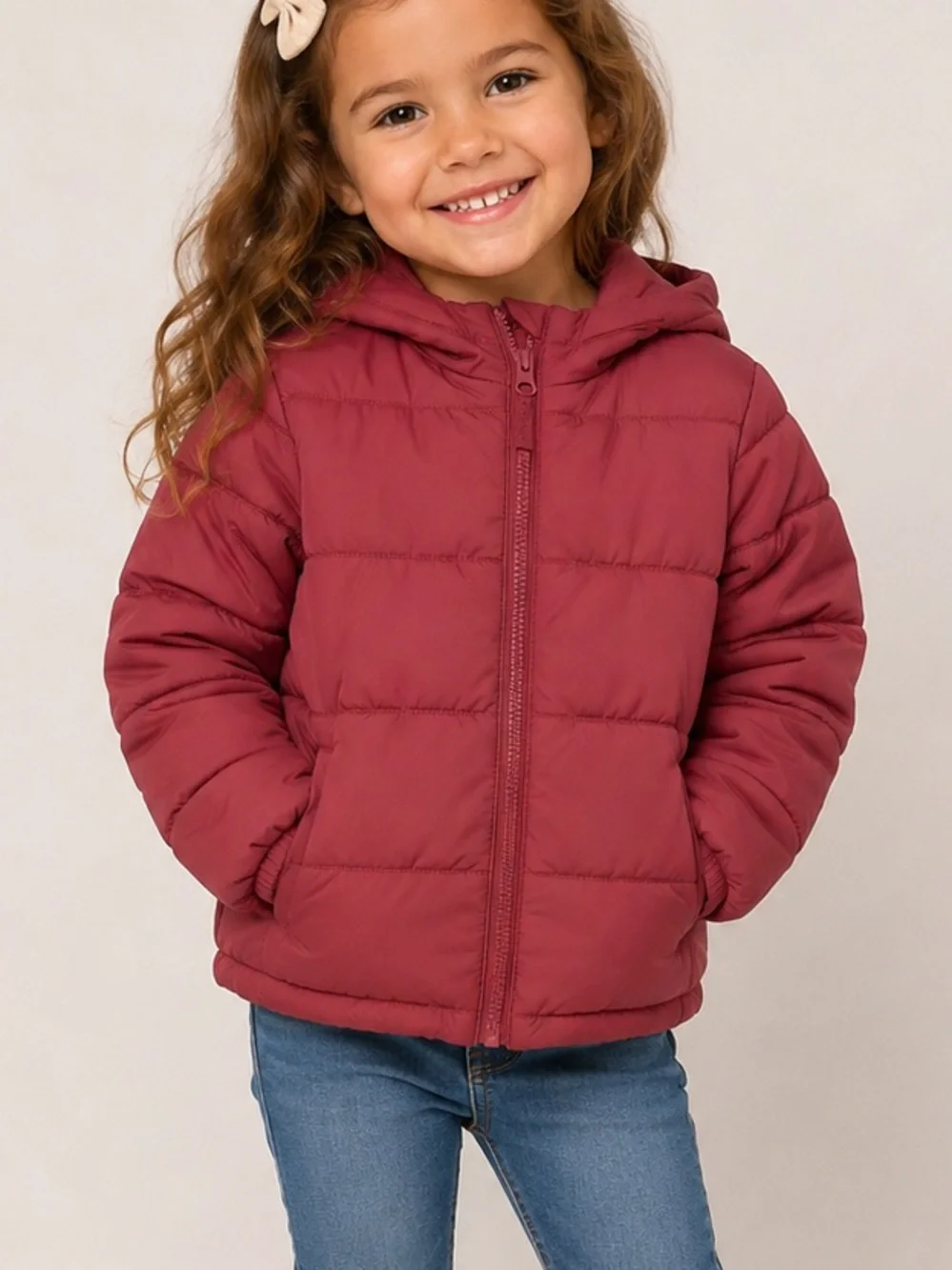 The Children's Place Red Hooded Quilted Puffer Jacket